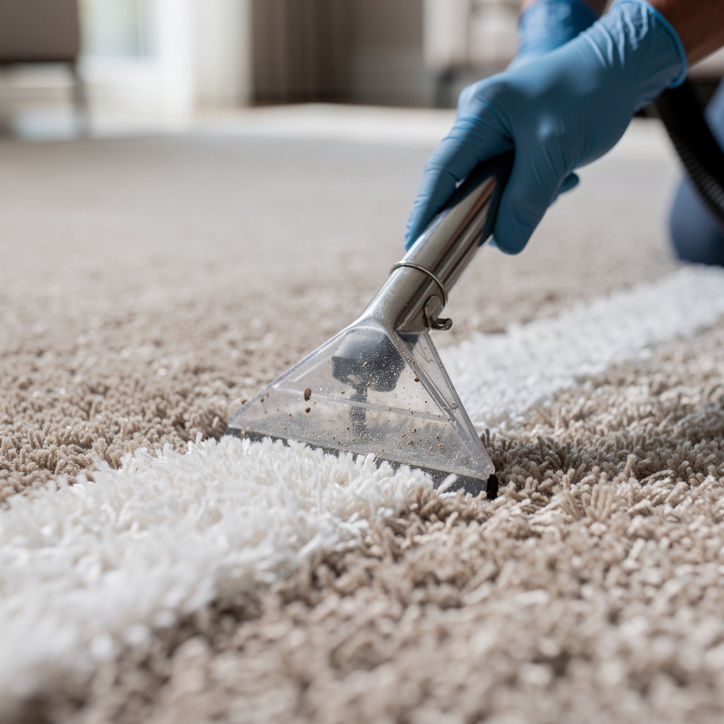 San Diego Premier Cleaning professional performing the hot water extraction step of our premier carpet cleaning process
